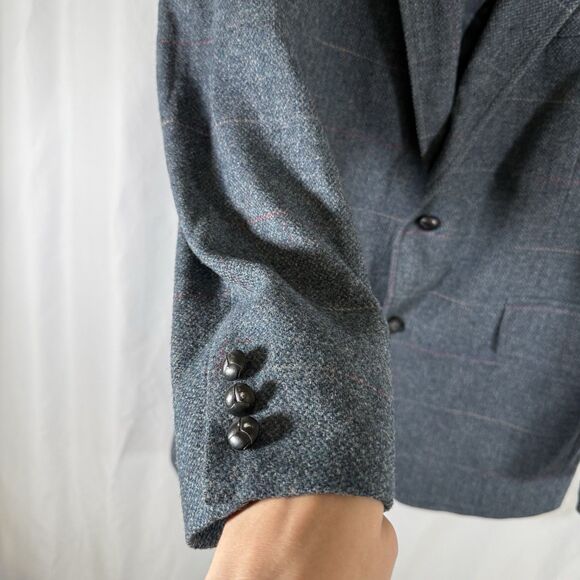 Pendelton Wool Blazer men's 42 Long Grey 100% Virgin 2 Button Front Inside Pocke - Picture 4 of 11